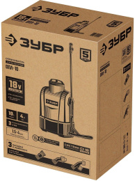 Опрыскиватель Зубр Мастер ОПЛ-10, аккумуляторный, наплечный, 10л, зеленый/белый