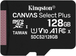 Карта памяти microSDXC UHS-I U1 Kingston Canvas Select Plus 128 ГБ, 100 МБ/с, Class 10, SDCS2/128GBSP, 1 шт., без адаптера
