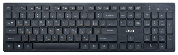 Клавиатура Acer OKW122, проводная, USB, мембранная, черный [zl.kbdee.00c]