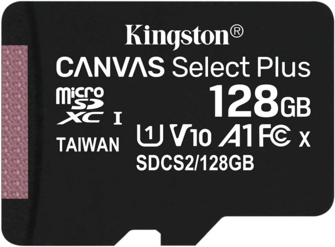 Карта памяти microSDXC UHS-I U1 Kingston Canvas Select Plus 128 ГБ, 100 МБ/с, Class 10, SDCS2/128GBSP, 1 шт., без адаптера