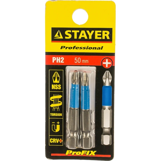Биты (E 1/4"; PH 2; 50 мм; 2 шт.) STAYER 26203-2-50-02