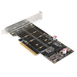 Переходник ExeGate EXE-597E2 (2 x M.2 M key -> PCI-E x8 v3.0, для установки двух SSD M.2 2230/2242/2260/2280/22110 M key NGFF в слот PCI-E, материнская плата должна быть c функцией Bifurcation PCI-E) EX298298RUS