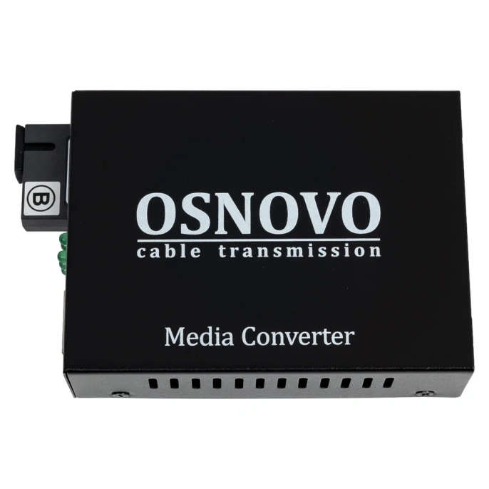 Оптический медиаконвертер OSNOVO OMC-1000-11S5b Gigabit Ethernet для передачи Ethernet по одному волокну одномодового оптического кабеля до 20км (по многомодовому кабелю до 500м). sct0490
