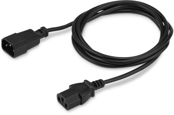 Кабель-удлинитель питания Buro IEC C13 (прямой) -  IEC C14 (прямой),  3x0.35 мм2,  1.8м,  пакет,  черный [an23-1008]