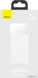Портативное зарядное устройство Baseus PPBD050002 Bipow Digital Display Power Bank 10000mAh 15W White модель PPBD10 Overseas Edition, в комплекте кабель USB-Micro USB, 25 см