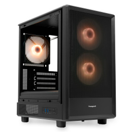 Корпус без блока питания/ Case HSPD M310, Mesh Mini-tower, Black, TG, 0.4 SPCC, 3x120mm ARGB Orbis F1 mATX, mITX 180/280/160mm 1x2.5", 1x3.5", 4xPCI 2xUSB-A 3.0 452x277x418mm (M310-TGBK-ARGB)