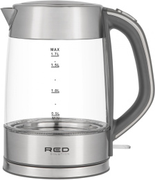 Чайник электрический Red Solution RK-G138 1.7л. 2200Вт серый корпус: стекло