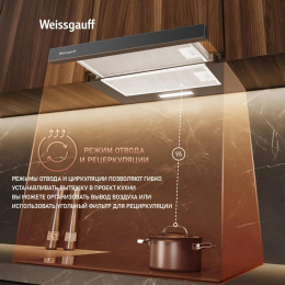 Встраиваемая вытяжка WEISSGAUFF TEL 450 Glass, управление кулисные переключатели, черный [438285]