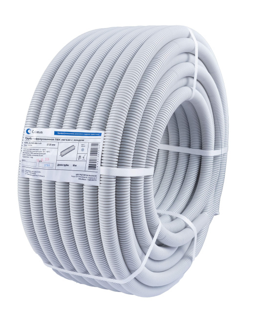 Cabeus FCPL-50-PVC-015-1-GY Труба ПВХ гибкая гофр. д.50мм, лёгкая с протяжкой, 15м, цвет серый