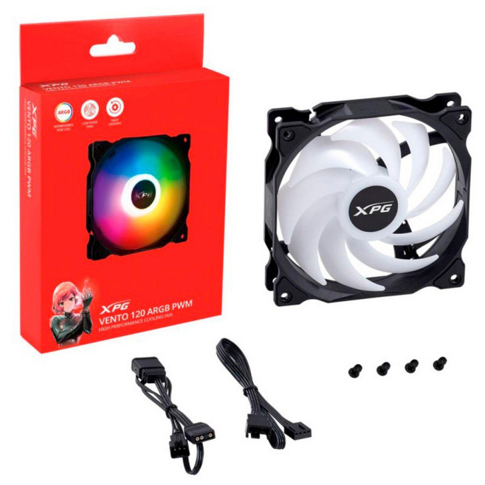 Вентилятор 120mm ADATA XPG VENTO 120 ARGB PWM VENTO120ARGBPWM-BKCWW 4-pin, PWM, 120x120x25mm, 300-1850об/мин Black