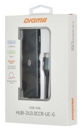 Стыковочная станция Digma HUB-2U3.0CCR-UC-G, серый [hub-2u3.0сcr-uc-g]