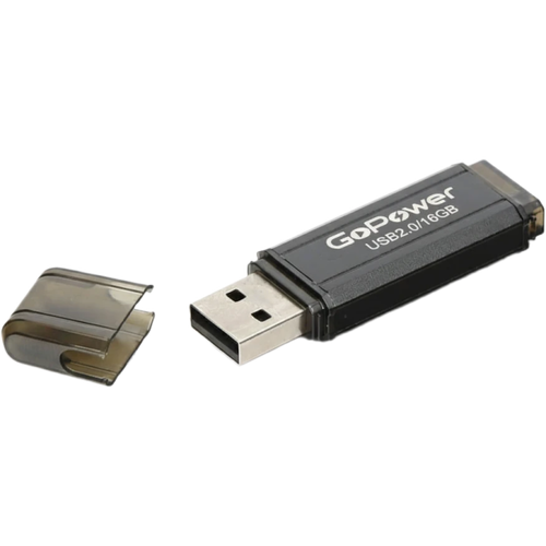 Флеш-накопитель GoPower HIT 16GB USB2.0 металл черный 00-00035946