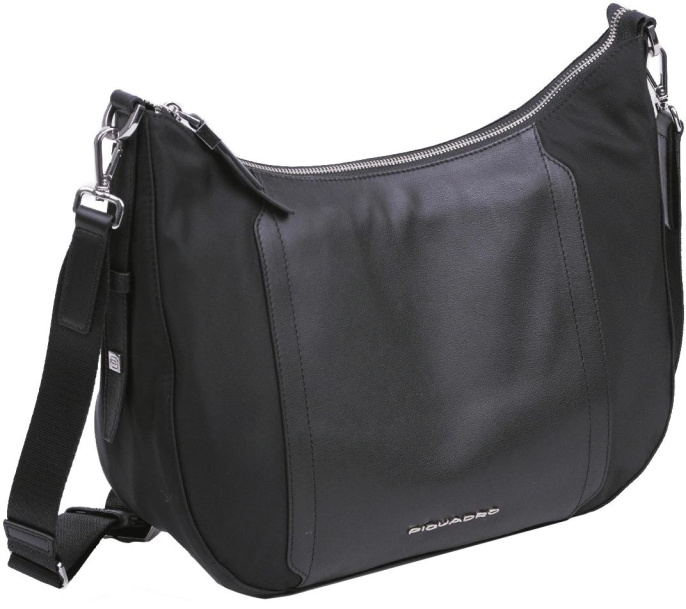 Сумка седло женская Piquadro Lyra BD6658W92T/N 10.9" черная ткань/натур.кожа