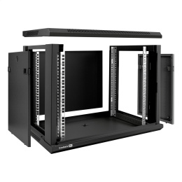 Шкаф телекоммуникационный 19" настенный 9U ExeGate EC-WM-9U.450.M.BLACK (19”, 9U, 600x450x500mm (ШхГхВ), передняя дверь металл, съемные боковые панели, пыле- и влагозащита IP23, черный RAL 9004) EX298619RUS