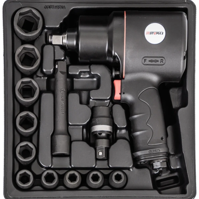 Композитный пневмогайковерт Byemax в наборе с головками BM-43-4033PK3