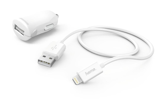 Автомобильное зар./устр. Hama H-183266 12W 2.4A USB для Apple белый (00183266)