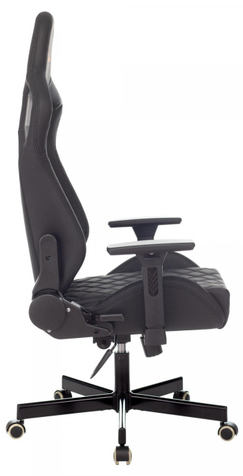 БЮРОКРАТ Кресло игровое Knight Outrider черный ромбик экокожа с подголов. крестов. металл