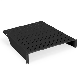 Полка консольная 19" ExeGate ECCS-2U550-B перфорированная, глубина 550мм, крепление 19" 2U, для напольных шкафов и стоек глубиной 800мм/1000мм, нагрузка до 15кг, цвет черный RAL9004 EX301498RUS