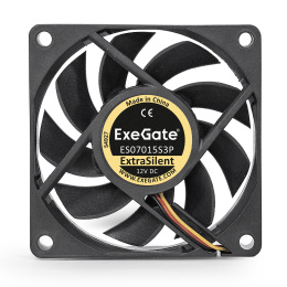 Вентилятор 12В DC ExeGate ExtraSilent ES07015S3P (70x70x15 мм, Sleeve bearing (подшипник скольжения), 3pin, 2000RPM, 18dBA) EX283371RUS