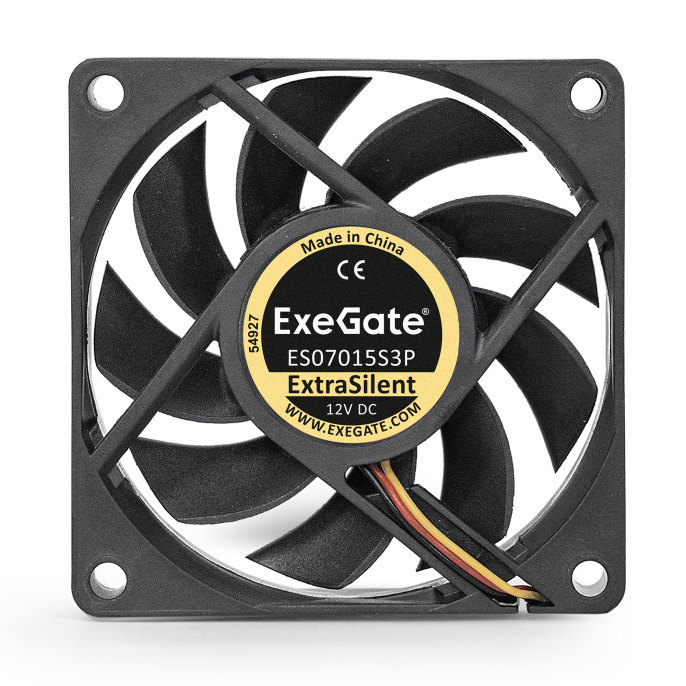 Вентилятор 12В DC ExeGate ExtraSilent ES07015S3P (70x70x15 мм, Sleeve bearing (подшипник скольжения), 3pin, 2000RPM, 18dBA) EX283371RUS