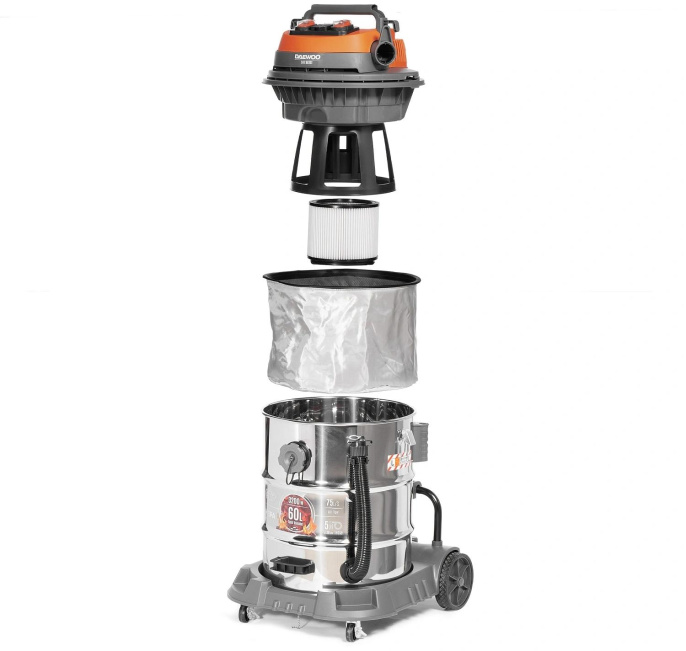 Строительный пылесос Daewoo DAVC 2500SD,  оранжевый