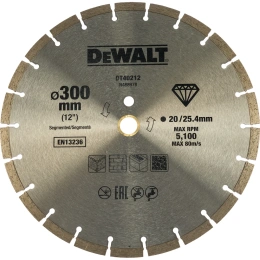 Круг алмазный сегментированный 300х25.4/20 мм DEWALT DT40212