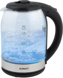 Чайник электрический Scarlett SC-EK27G10 1.7л. 1800Вт черный корпус: стекло/пластик