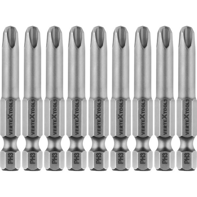 Набор бит PH3х50 10 шт. Vertextools БТ-PH3-50