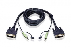 ATEN 2L-7D02V Шнур, мон+аудио, DVI-D Single Link+RCA, Male-Male, опрессованный, 1.8 метр., черный, [ATEN 2L-7D02V]