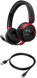 Гарнитура игровая HYPERX Cloud Mini, для компьютера, накладные, Bluetooth/3,5 мм, черный / красный [7g8f1aa]