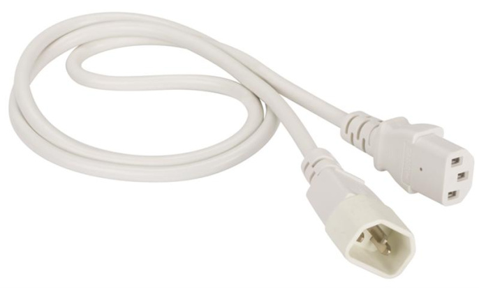 Шнур питания C13-C14, 3х0.75, 220В, 10А, белый, 0.5 метра, LANMASTER LAN-PP13/14-0.5-WH