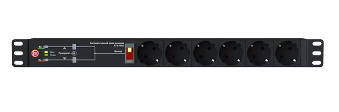 АВР Elemy ATS-1602 1U 19" ввод:2xIEC C14 выход:6xSchuko 8A черный