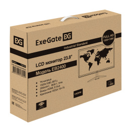 Монитор 23.8" ExeGate EB2400 (TN LED Grade A+, FHD, 1920x1080@60Гц, 16:9, 200cd/m2, 1000:1, 170°/160°, 5ms, D-Sub, HDMI, Flicker-free, кабель HDMI 1.5м, VESA, регулировка наклона (tilt), черный) EX294424RUS