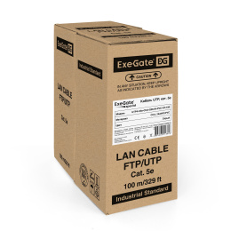 Кабель ExeGate UTP4-C5e-CCA-S26-IN-PVC-GY-100 UTP 4 пары кат.5e CCA, 0.41мм (26AWG), 100м, серый, PVC EX281818RUS