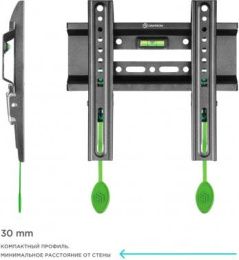 Кронштейн для телевизора ONKRON FM1, 17-43", настенный, фиксированный,  черный