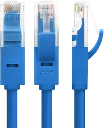 Greenconnect Патч-корд прямой 0.1m, UTP кат.5e, синий, позолоченные контакты, 24 AWG, литой, GCR-LNC01-0.1m, ethernet high speed 1 Гбит/с, RJ45, T568B
