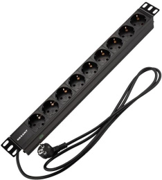 Блок распределения питания REXANT 04-0105-1,  горизонт.размещ.,  SchukoХ9,  Тип вход. тока 16A,  2м