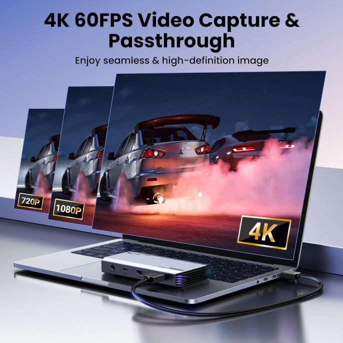 Карта видеозахвата UGREEN CM700 25173 HDMI 4Kx2K@60Hz Video Capture Card, серый