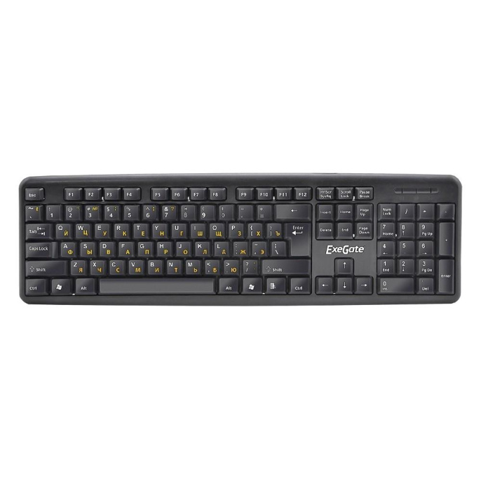 Клавиатура ExeGate Professional Standard LY-331-OEM USB, полноразмерная, влагозащищенная, 104кл., Enter большой, длина кабеля 1,5м, черная, brown box EX279937RUS