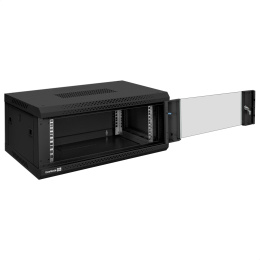 Шкаф телекоммуникационный 19" настенный 4U ExeGate EC-WM-4U.450.G.BLACK 19”, 4U, 600x450x280mm ШхГхВ , передняя дверь закаленное стекло, съемные боковые панели, пыле- и влагозащита IP23, черный RAL 9004 EX300250RUS