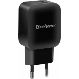 Сетевой адаптер Defender EPA-13 черный, 2xUSB, 5V/2.1А, пакет 83840