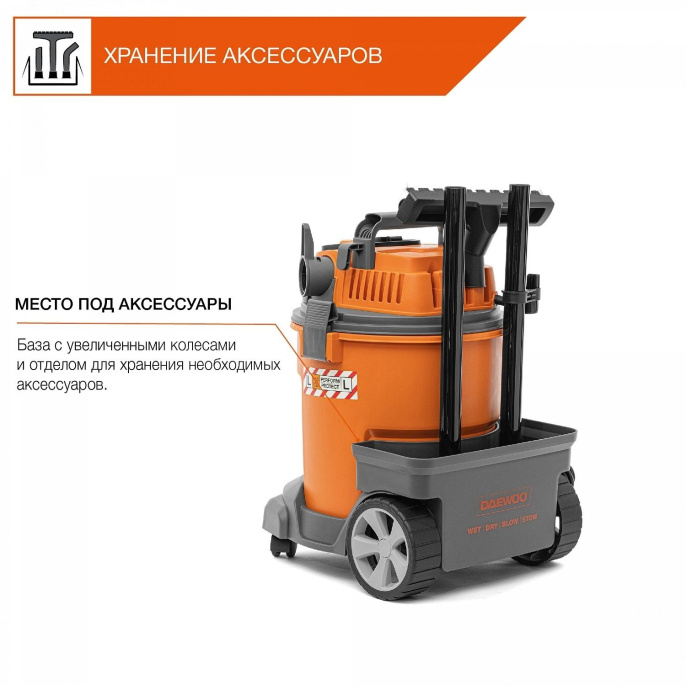 Строительный пылесос Daewoo DAVC 2514S,  серый