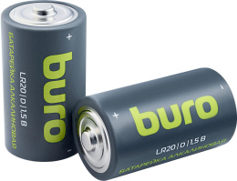 D Батарейка Buro Alkaline LR20,  2 шт. 18000мAч