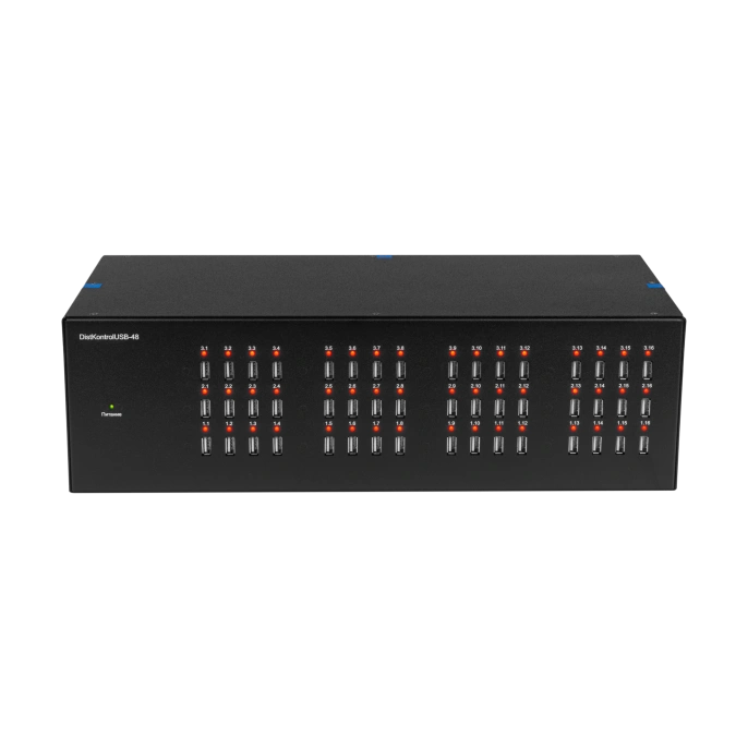 Управляемый USB over IP концентратор DistKontrolUSB-48 с 48 портами USB с 2 блоками питания / Ethernet 2 x 10/100/1000 Mb / Защитный модуль с замком