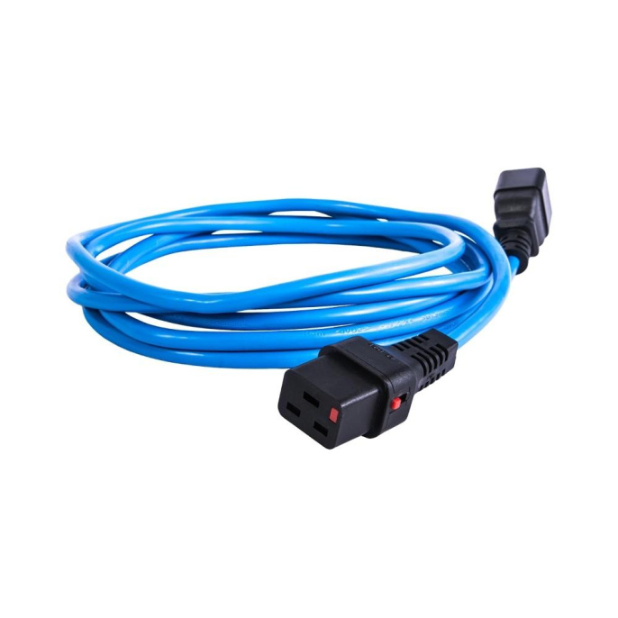 Шнур питания с фиксатором IEC 60320 C19/IEC 60320 C20, 16 А / 250 В 3 х 1,5 , длина 1,8 м, синий R-16-Cord-C19-C20-1.8-Blue
