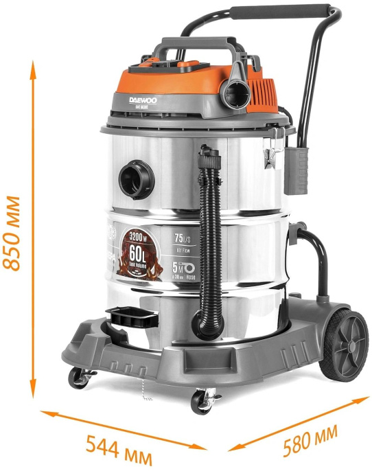 Строительный пылесос Daewoo DAVC 2500SD,  оранжевый