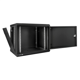 Шкаф телекоммуникационный 19" настенный 9U ExeGate EC-WM-9U.450.M.BLACK (19”, 9U, 600x450x500mm (ШхГхВ), передняя дверь металл, съемные боковые панели, пыле- и влагозащита IP23, черный RAL 9004) EX298619RUS