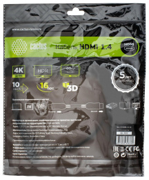 Кабель аудио-видео Cactus CS-HDMI.1.4-1.8,  HDMI (m) -  HDMI (m),  ver 1.4,  1.8м, GOLD,  черный