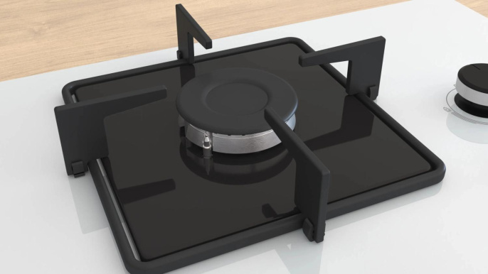 Газовая варочная панель Bosch POP7C2P30O,  4 конфорки,  закаленное стекло,  белый