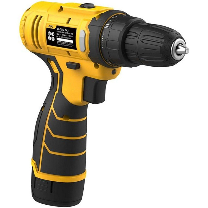 Дрель-шуруповерт аккумуляторная Deli DL-DZ12-6A2 1 АКБ*2Ач+ЗУ, 12В, 30Нм, набор оснастки 24 предмета, кейс